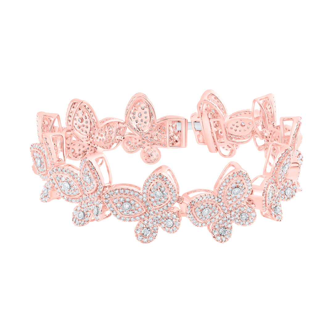 10kt Rose Gold Diamond Butterfly Bracelet 5 ctw