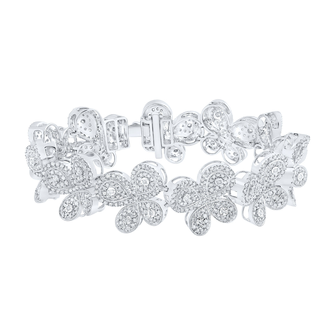 10kt White Gold Diamond Butterfly Bracelet 4-1/5 ctw