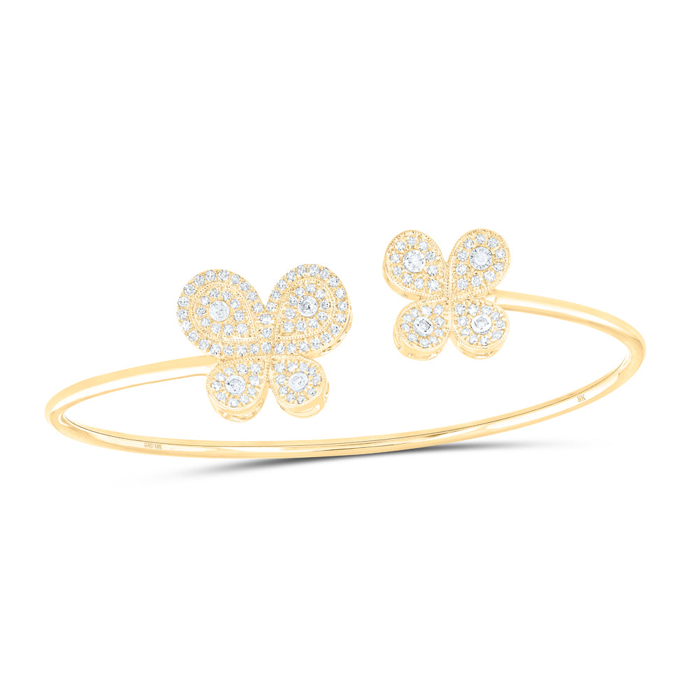 10kt Yellow Gold Women's Diamond Butterfly Bangle 5/8 ctw