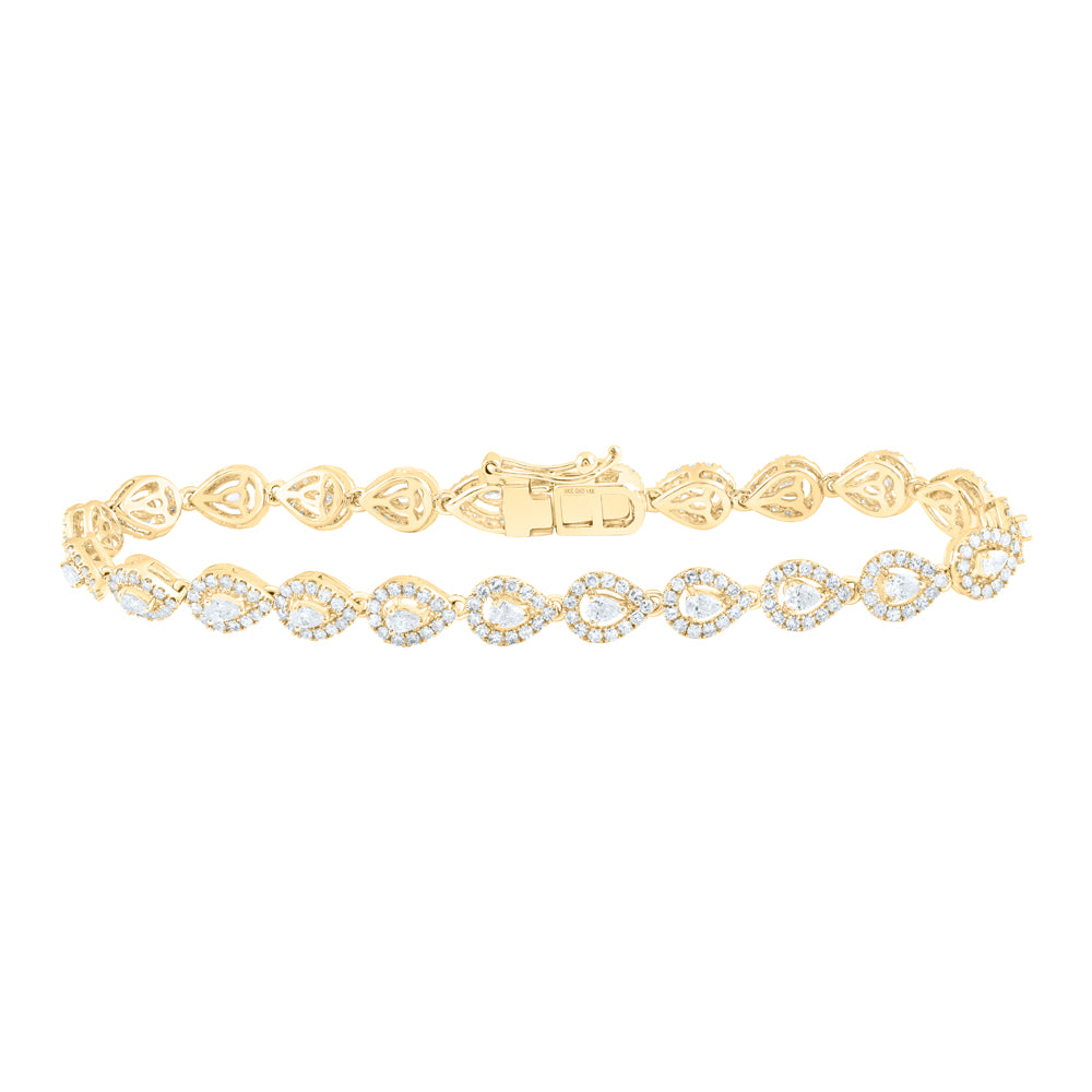 14kt Yellow Gold Women's Pear Diamond Bracelet 3 ctw