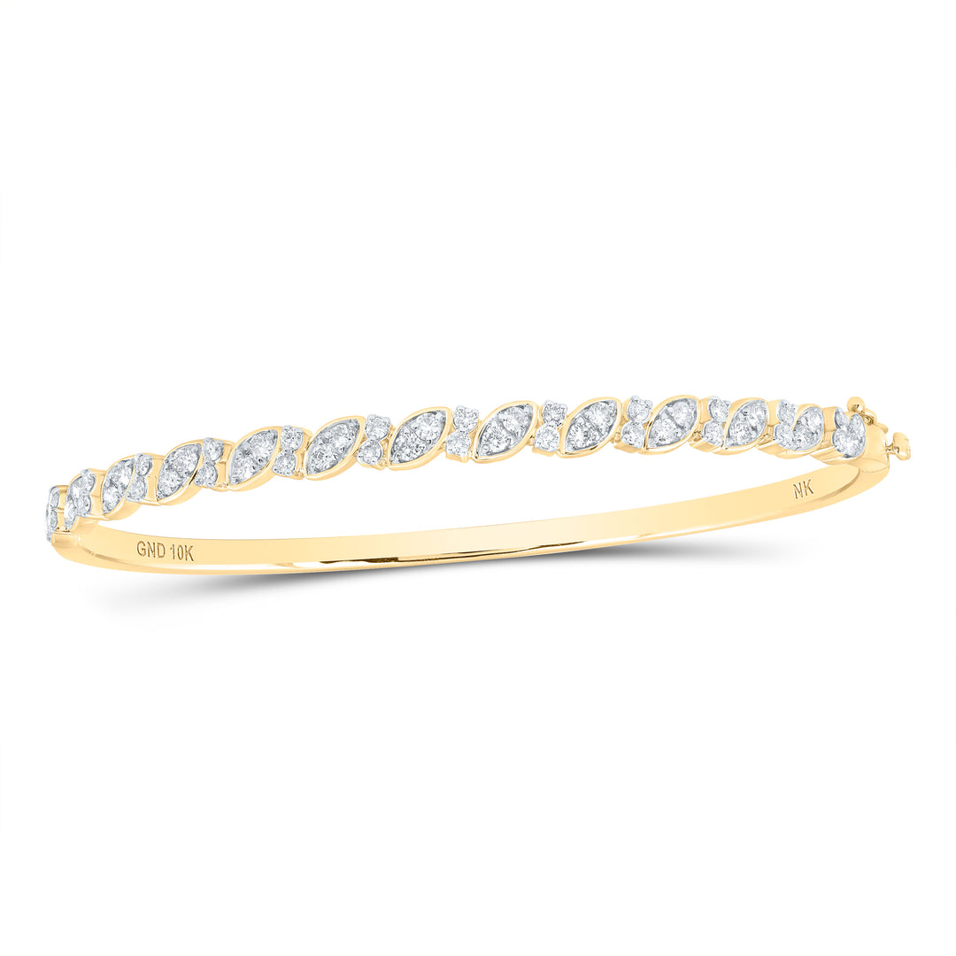 10kt Yellow Gold Women's Diamond Bangle 1 ctw