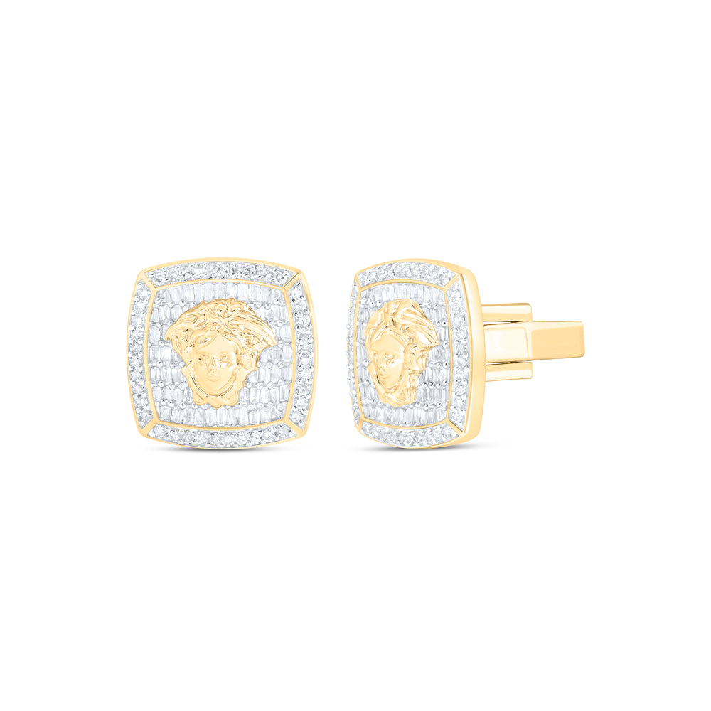 10kt Yellow Gold Baguette Diamond Cufflinks 1 ctw