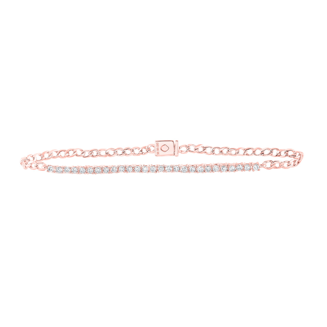 10kt Rose Gold Women's Diamond Bracelet 3/4 ctw