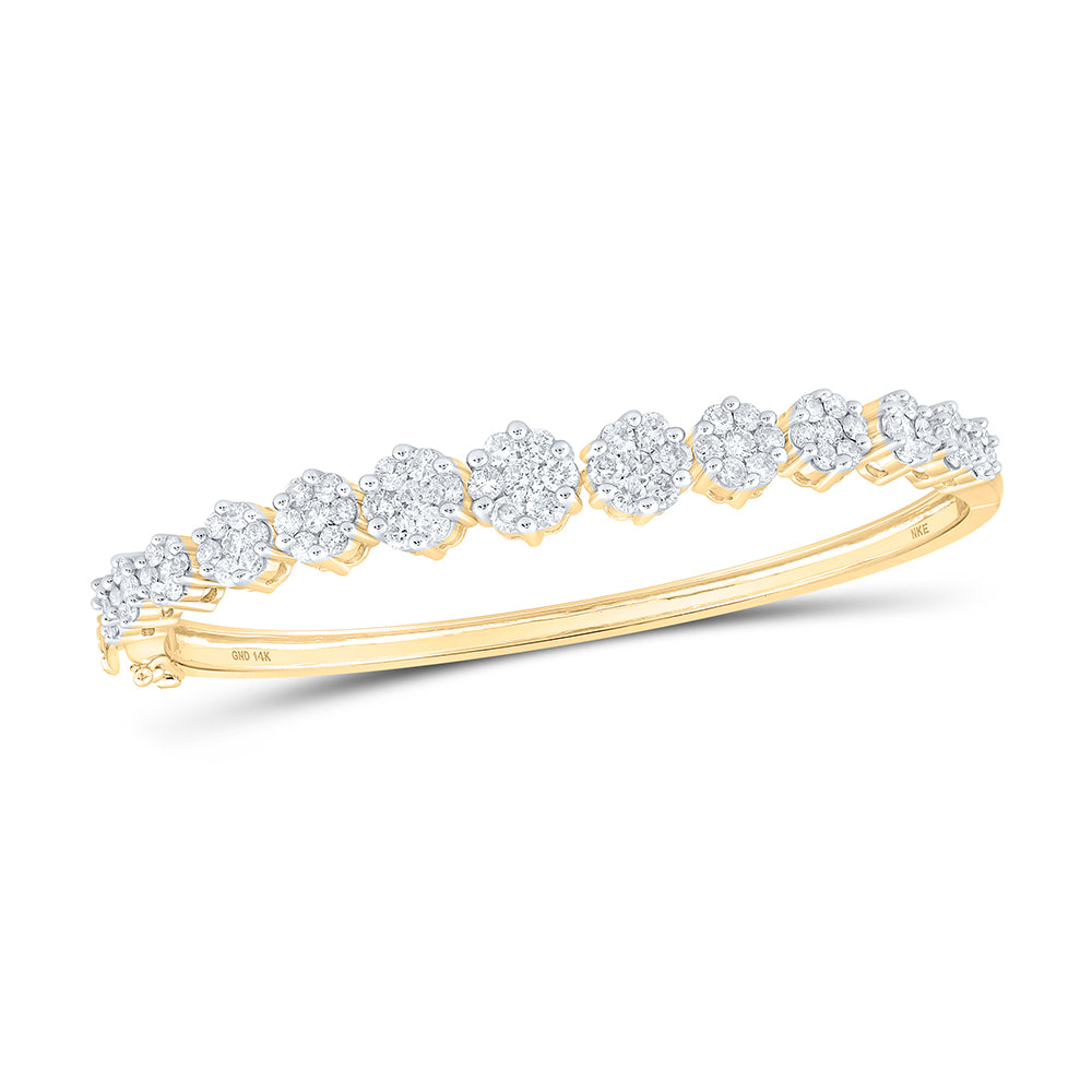 14kt Yellow Gold Diamond Flower Bangle 2-3/4 ctw