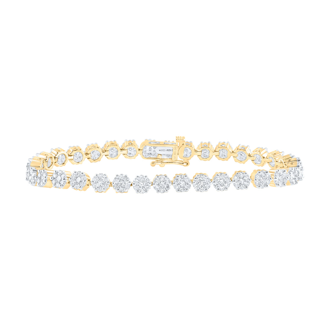14kt Yellow Gold Diamond Flower Bracelet 4 ctw