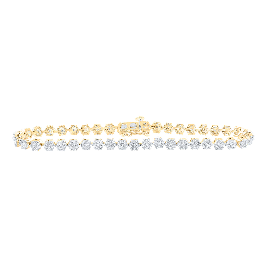 14kt Yellow Gold Diamond Flower Bracelet 2 ctw