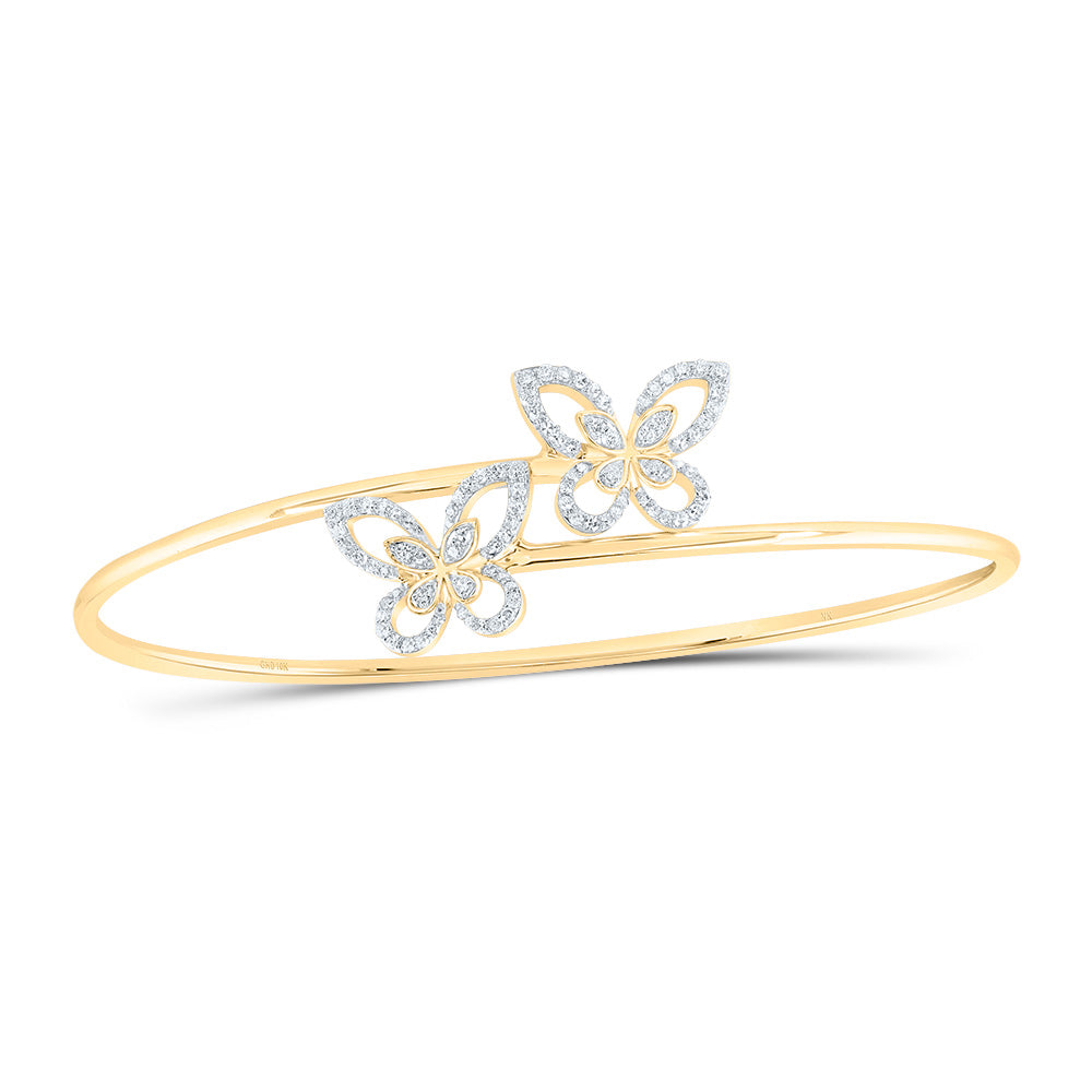 10kt Yellow Gold Diamond Butterfly Bangle 3/8 ctw