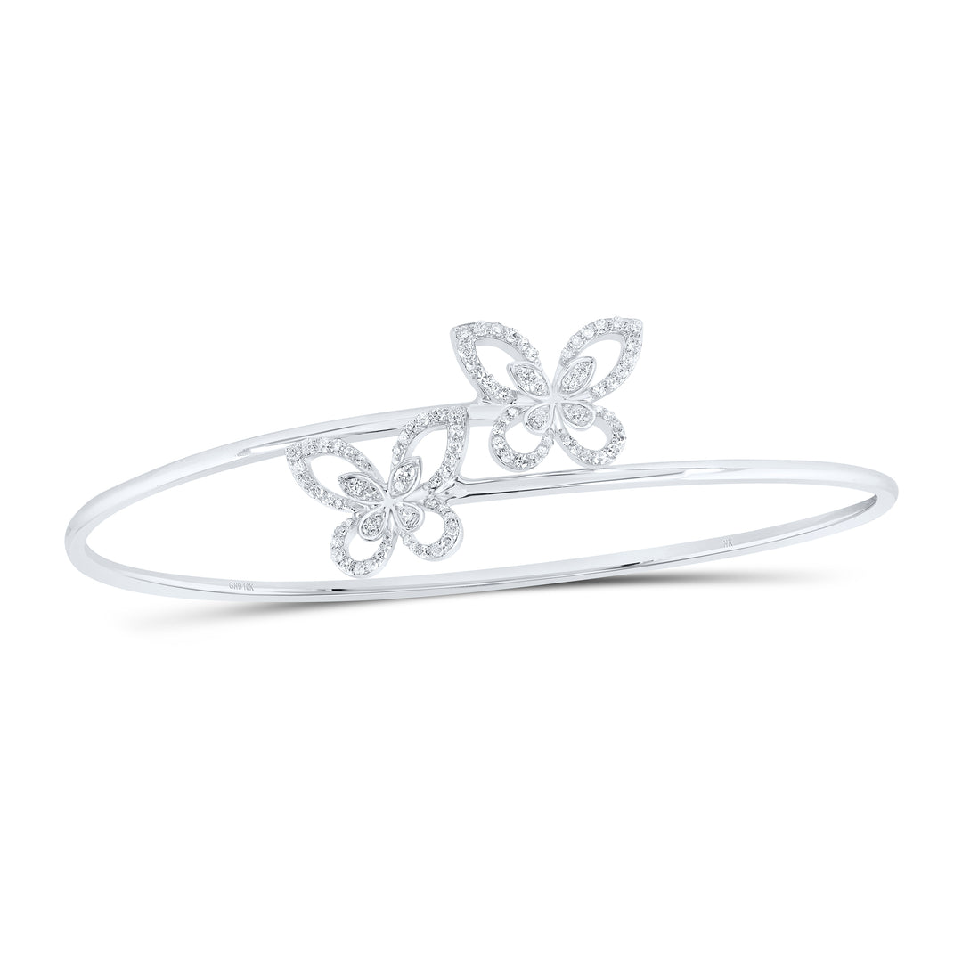 10kt White Gold Diamond Butterfly Bangle 3/8 ctw