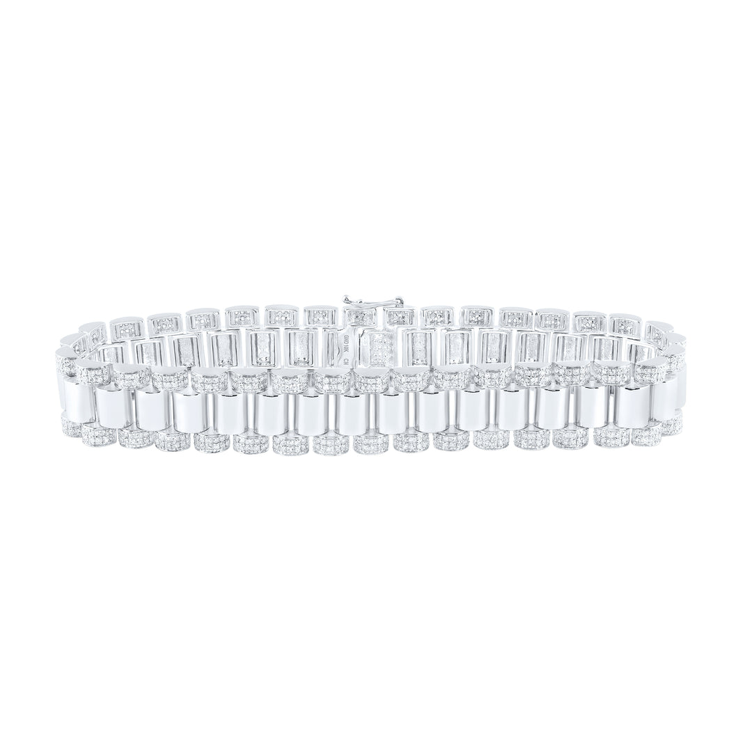 10kt White Gold Men's Diamond Bracelet 4-1/3 ctw