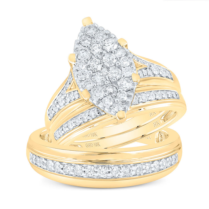 1CTW-DIA NK MARQUISE SHAPE TRIO SET