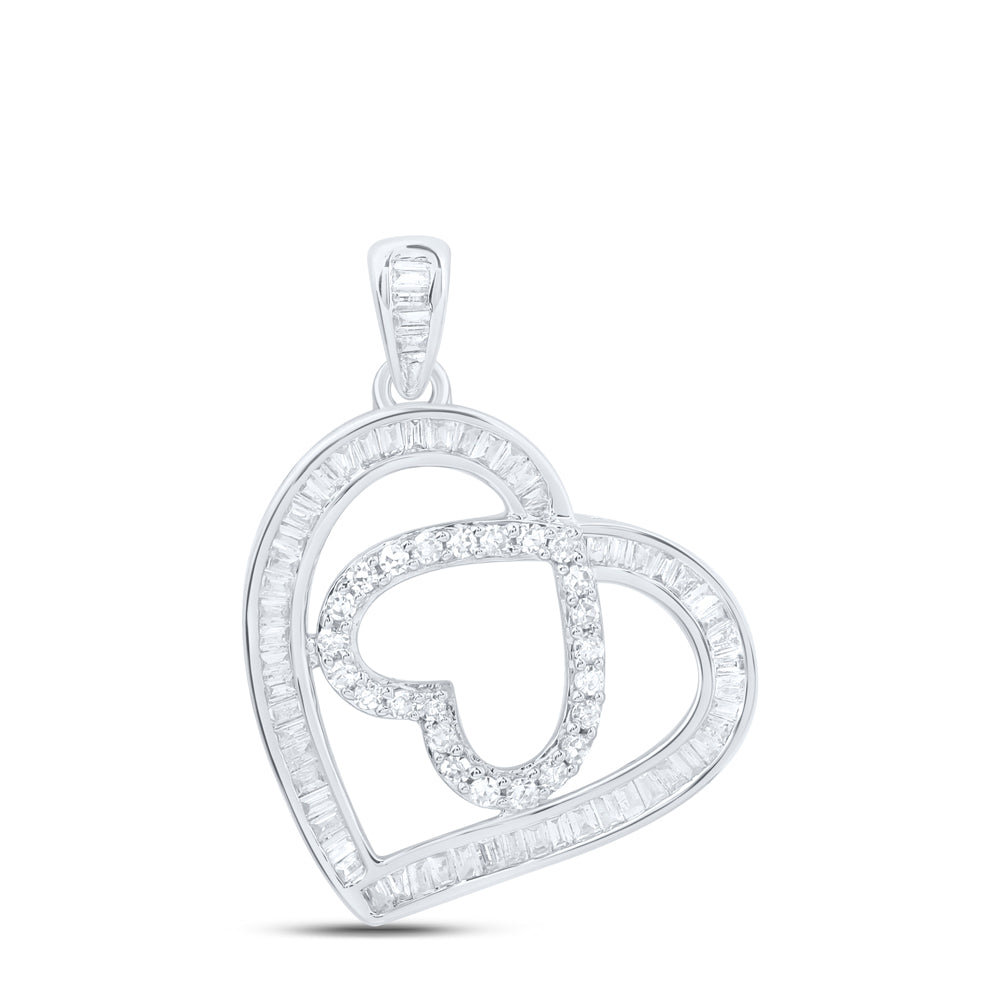 10kt White Gold Diamond Heart Pendant 1/3 ctw