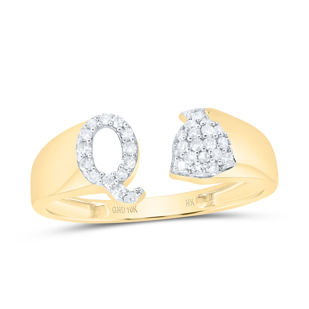 10kt Yellow Gold Diamond Initial Ring 1/6 ctw