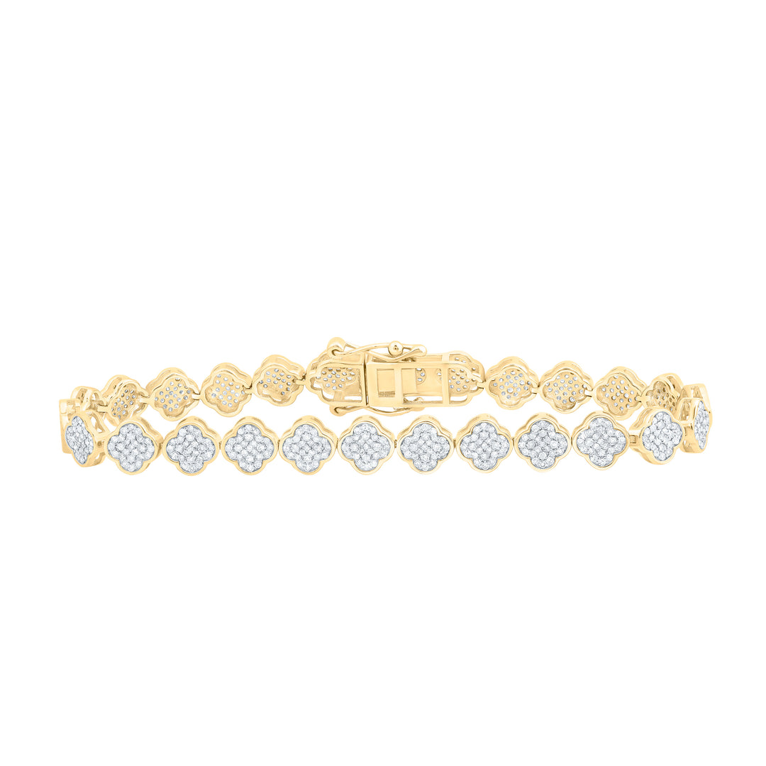 10kt Yellow Gold Diamond Clover Bracelet 1-7/8 ctw