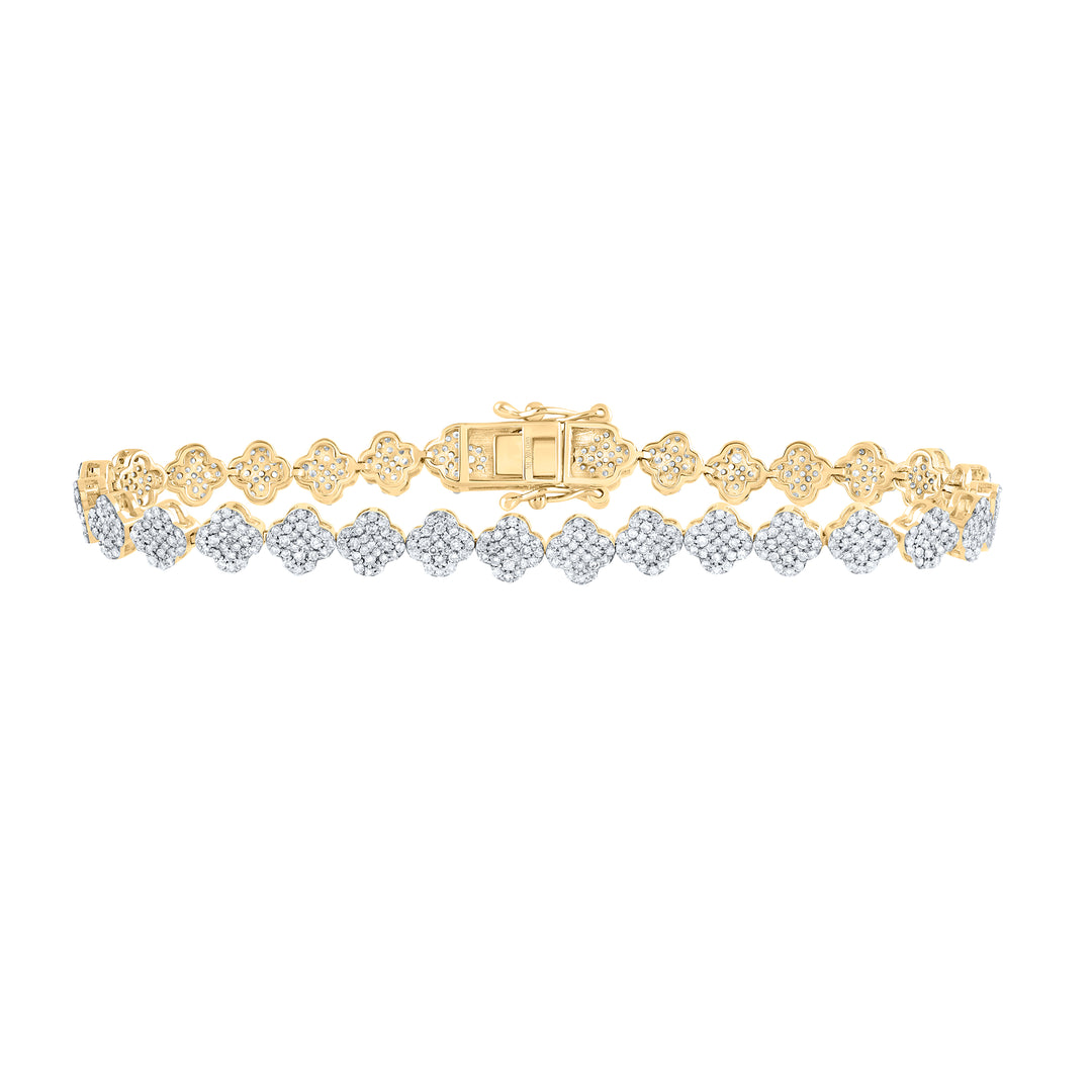 10kt Yellow Gold Diamond Clover Bracelet 2-1/4 ctw