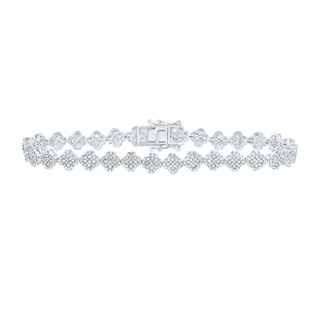10kt White Gold Diamond Clover Bracelet 2-1/4 ctw
