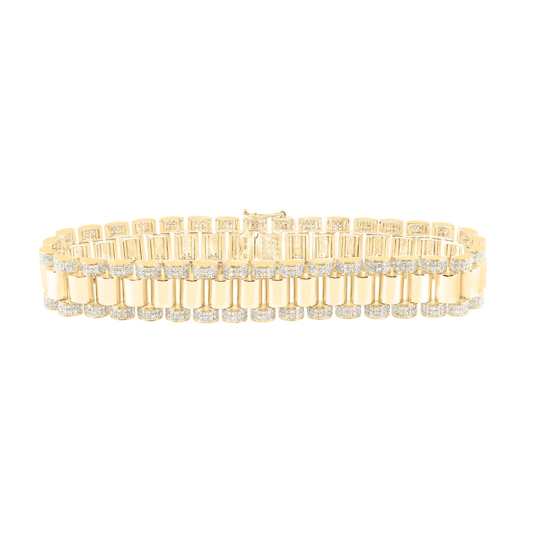 14kt Yellow Gold Men's Diamond Bracelet 4-1/3 ctw
