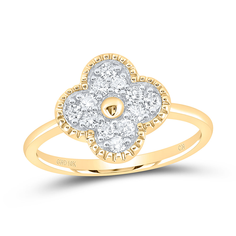 10kt Yellow Gold Diamond Clover Ring 0.30 ctw