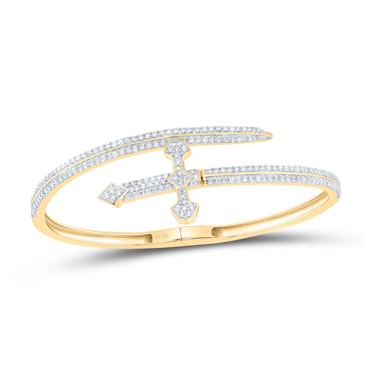 10kt Yellow Gold Diamond Cross Bangle 2 ctw