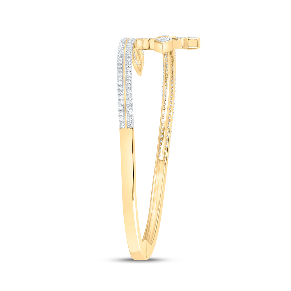 10kt Yellow Gold Diamond Cross Bangle 2 ctw - view 3
