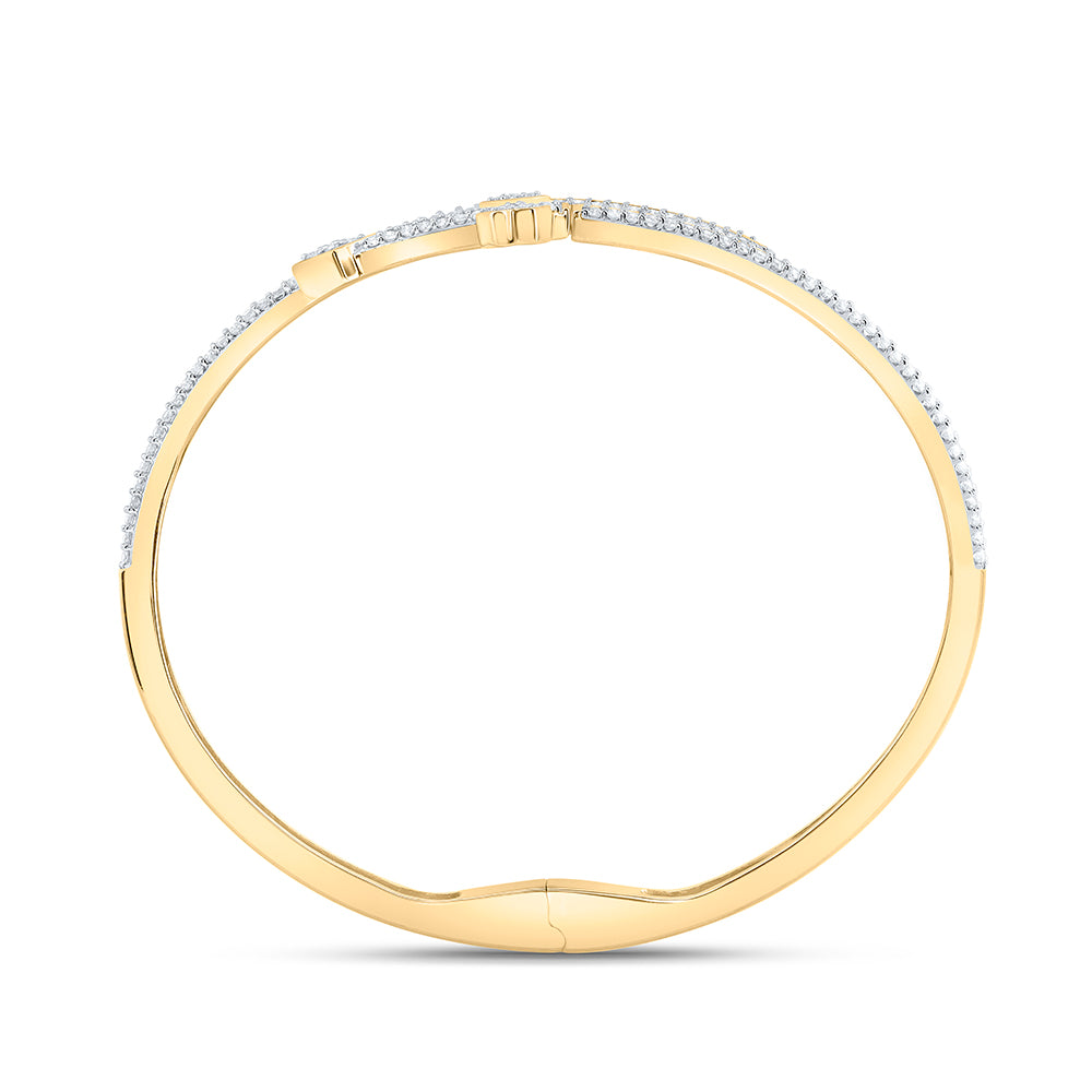 10kt Yellow Gold Diamond Cross Bangle 2 ctw - view 4