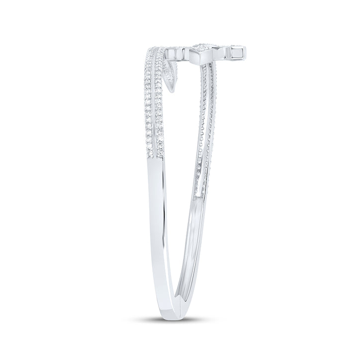10kt White Gold Diamond Cross Bangle 2 ctw - view 3