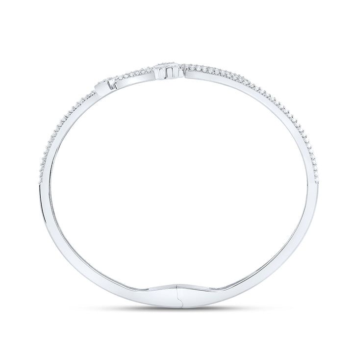 10kt White Gold Diamond Cross Bangle 2 ctw - view 4