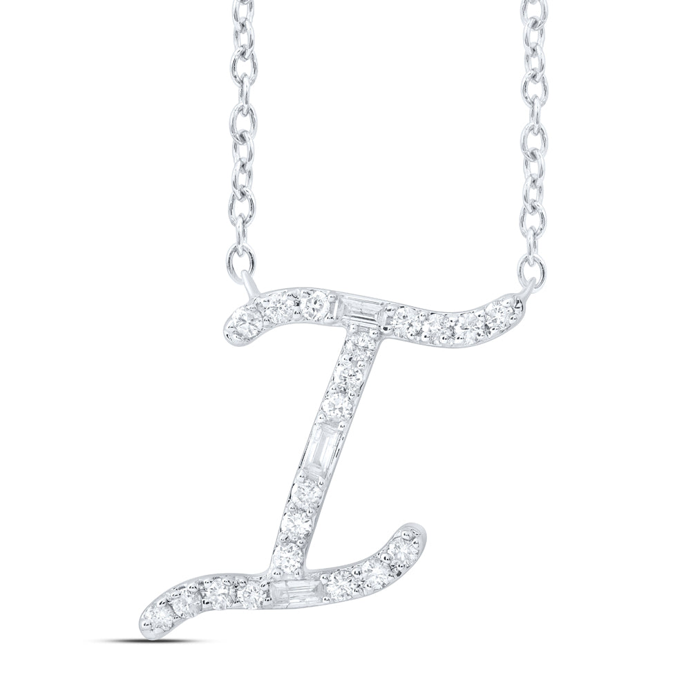 10kt White Gold Diamond Fashion Initial Necklace 1/5 ctw