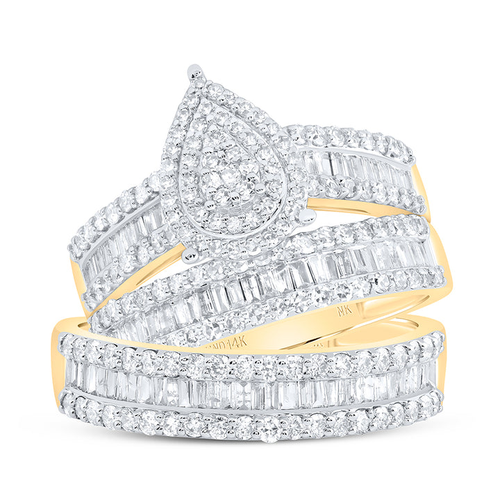 1 3/4CTW-DIA NK PEAR TRIO SET
