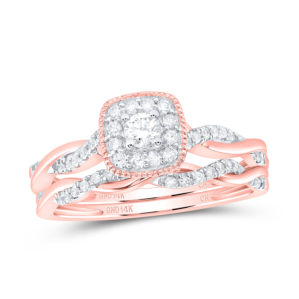Single Halo Bridal Set Cushion Jewelry
