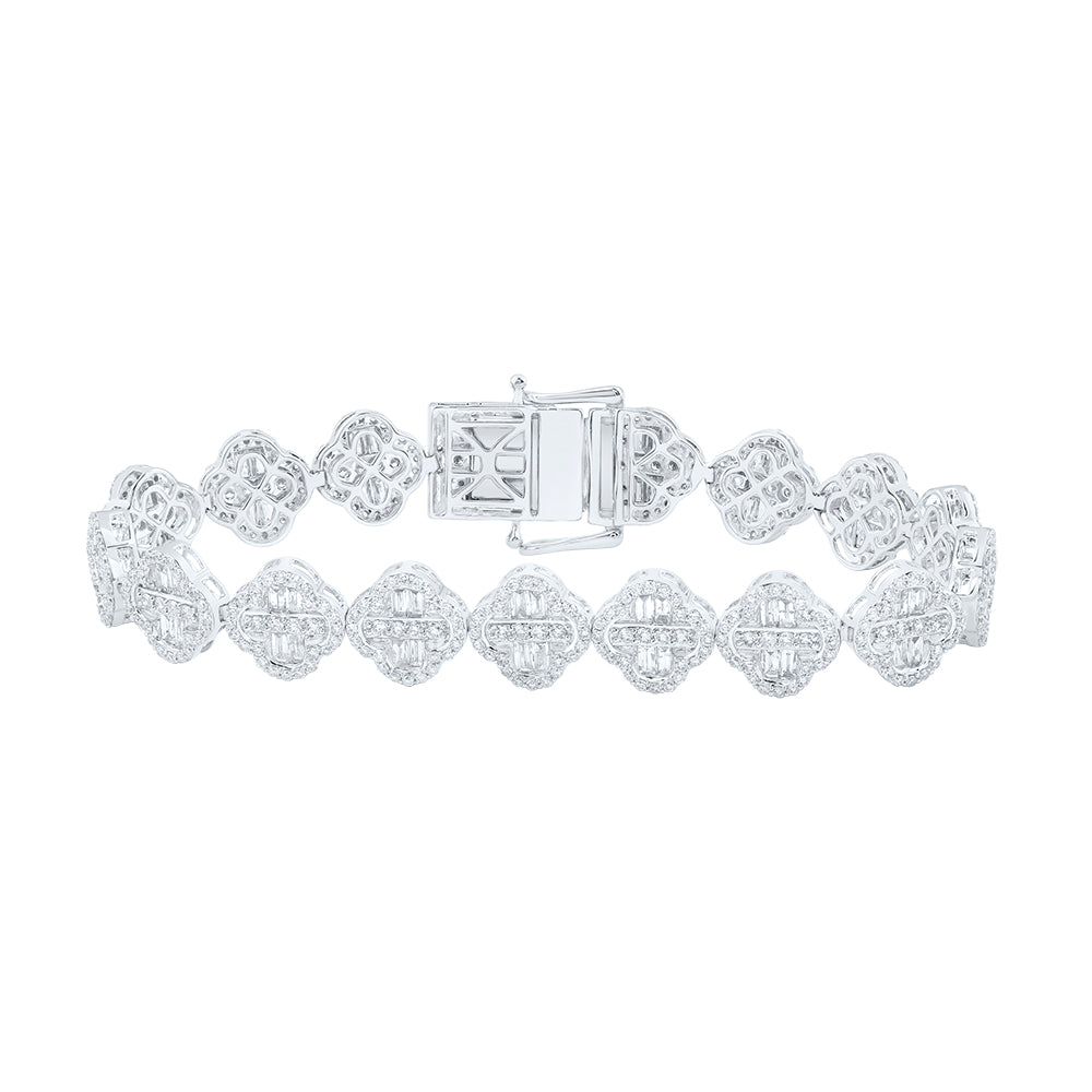 14kt White Gold F-H Diamond Clover Bracelet 5 ctw