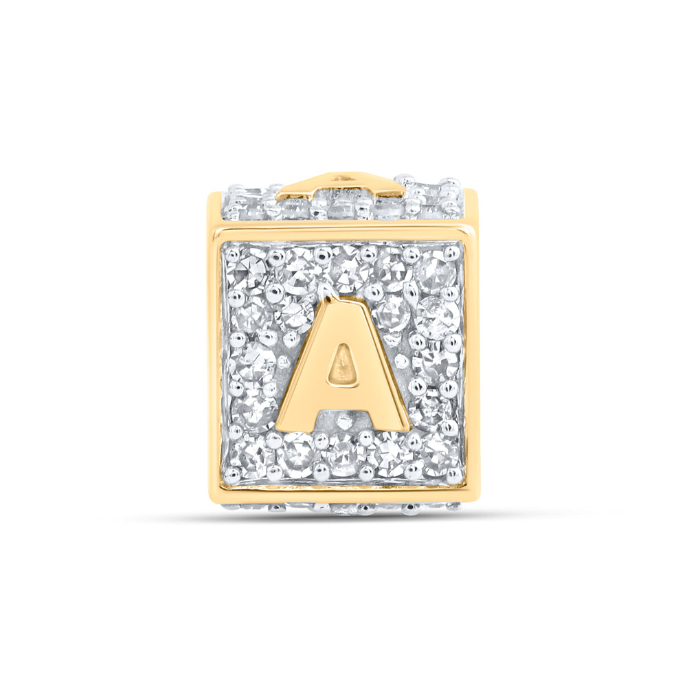 10kt Yellow Gold Diamond Initial A Box Chain Bracelet 1/3 ctw
