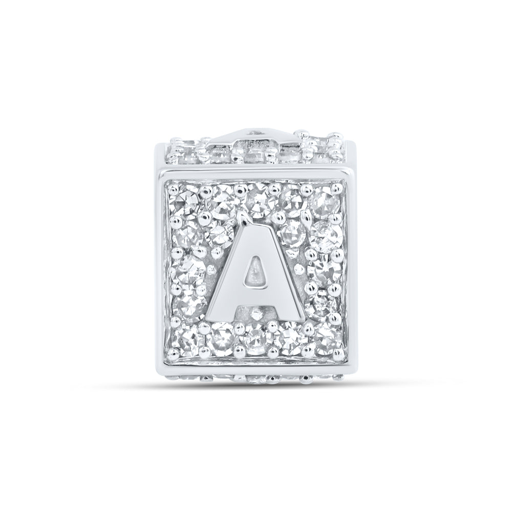 10kt White Gold Diamond Initial A Box Chain Bracelet 1/3 ctw