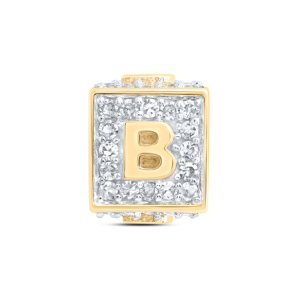 10kt Yellow Gold Diamond Initial B Box Chain Bracelet 1/4 ctw