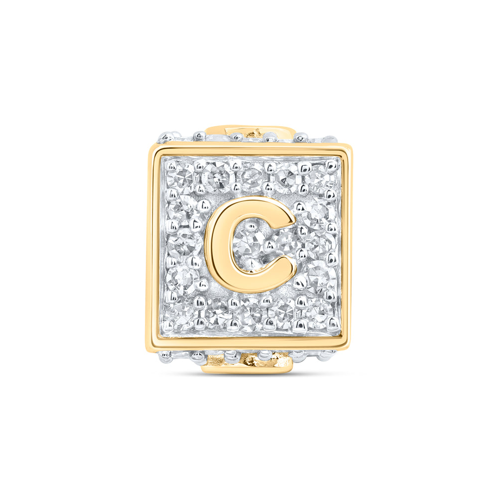 10kt Yellow Gold Diamond Initial C Box Chain Bracelet 1/3 ctw