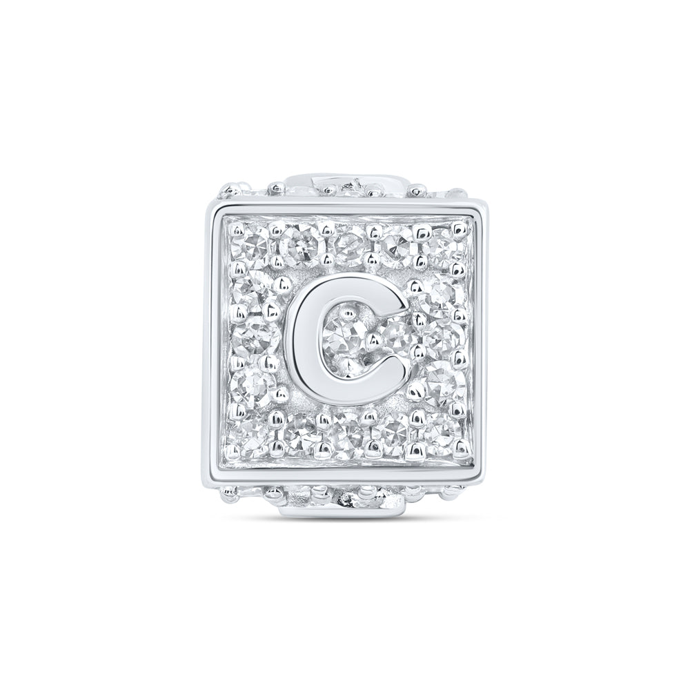 10kt White Gold Diamond Initial C Box Chain Bracelet 1/3 ctw