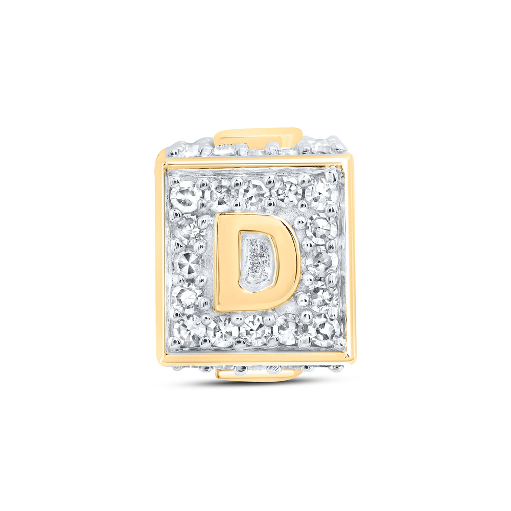 10kt Yellow Gold Diamond Initial D Box Chain Bracelet 1/4 ctw