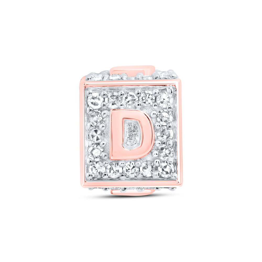 10kt Rose Gold Diamond Initial D Box Chain Bracelet 1/4 ctw