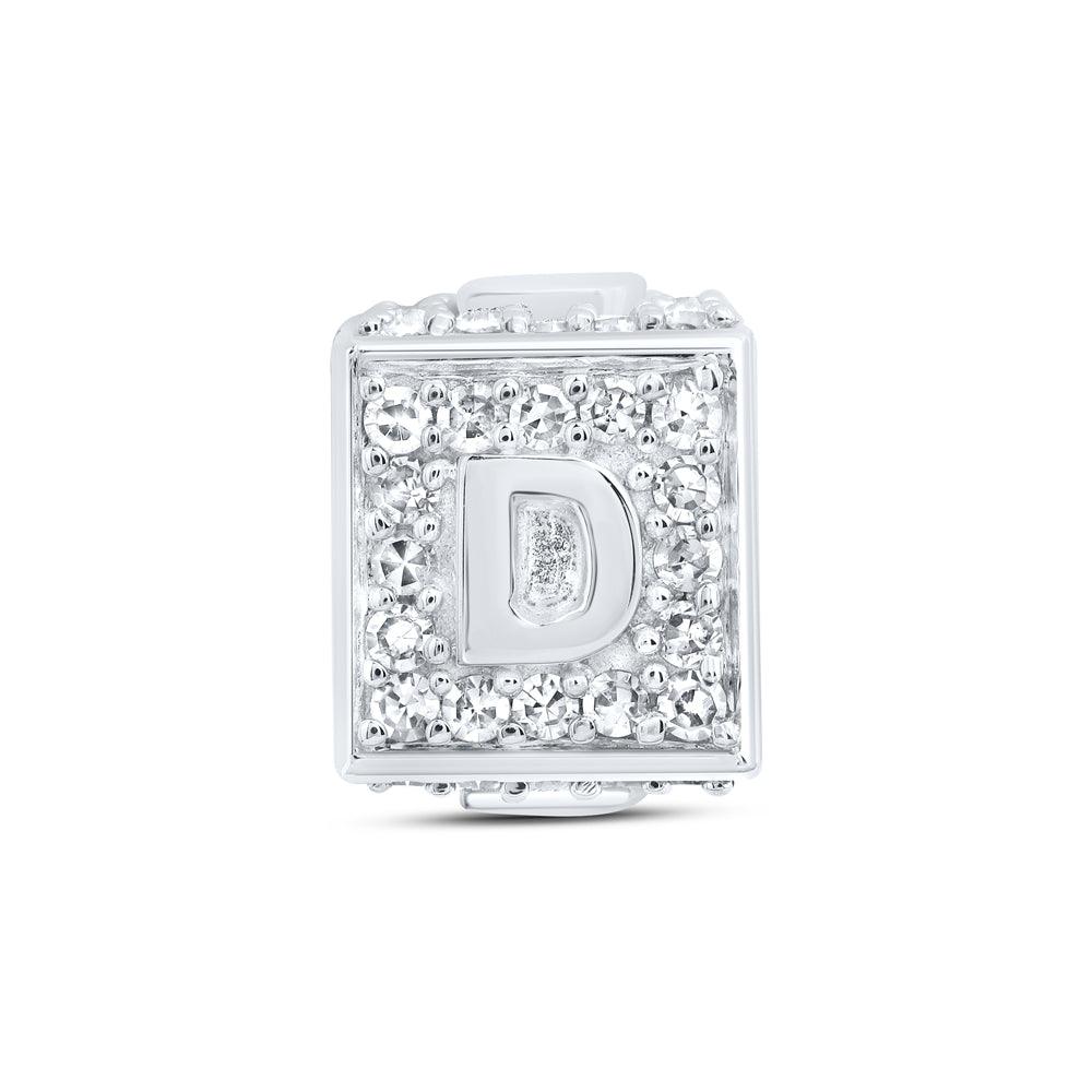 10kt White Gold Diamond Initial D Box Chain Bracelet 1/4 ctw