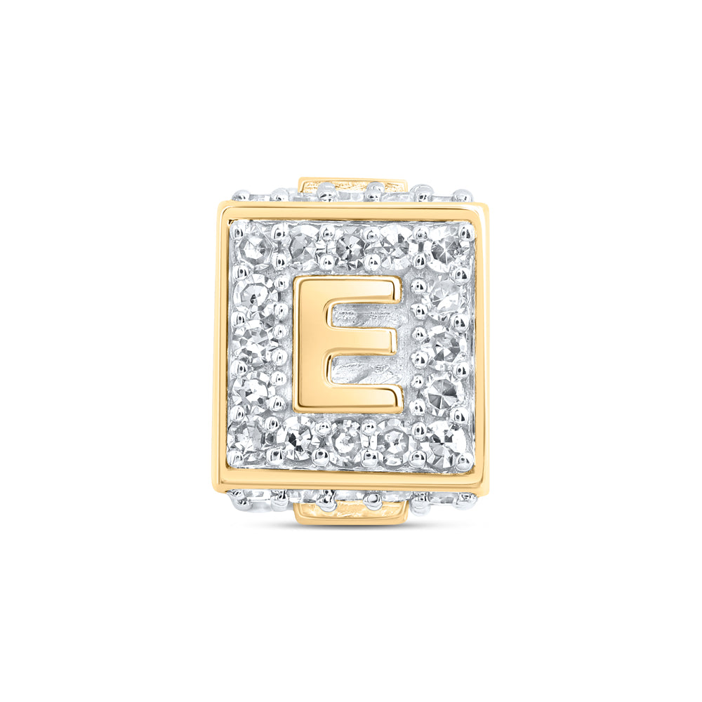 10kt Yellow Gold Diamond Initial E Box Chain Bracelet 1/4 ctw