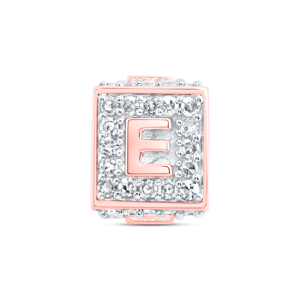 10kt Rose Gold Diamond Initial E Box Chain Bracelet 1/4 ctw