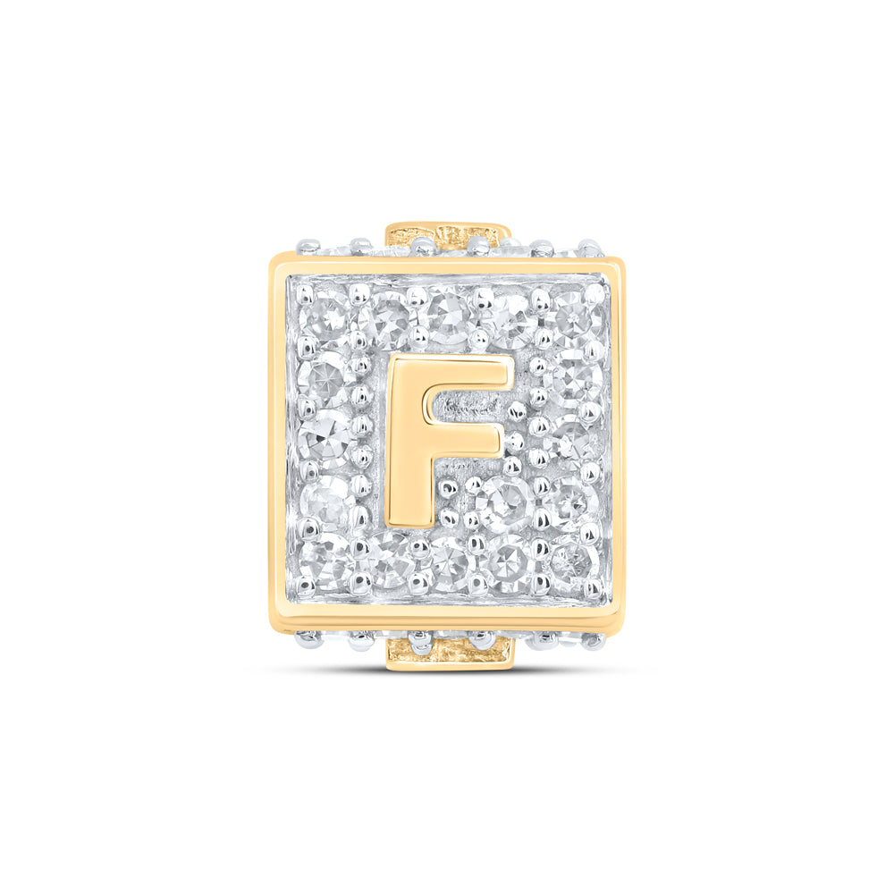 10kt Yellow Gold Diamond Initial F Box Chain Bracelet 1/4 ctw