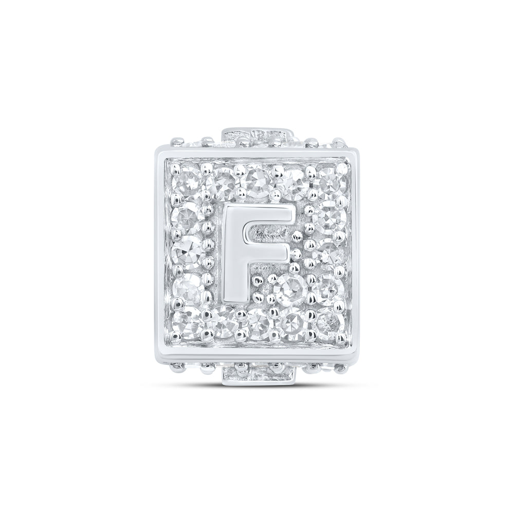 10kt White Gold Diamond Initial F Box Chain Bracelet 1/4 ctw