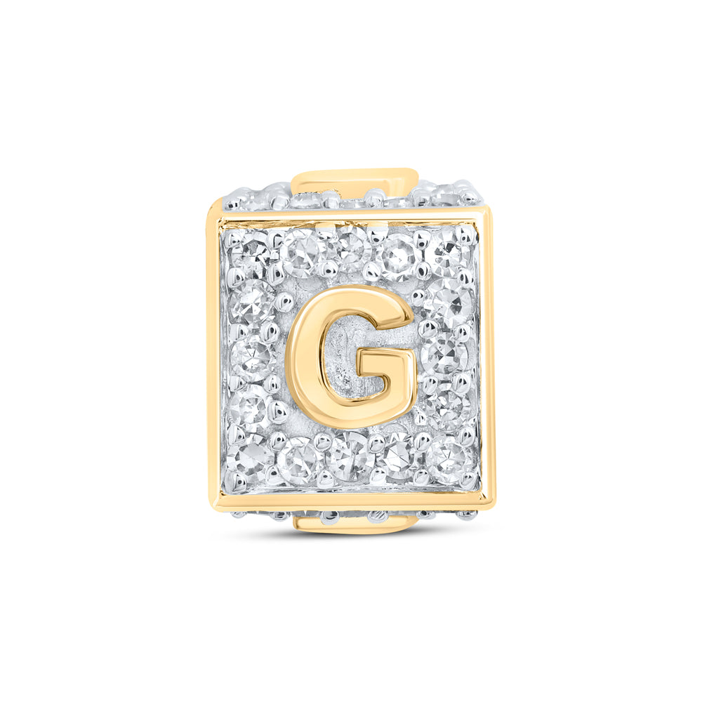 10kt Yellow Gold Diamond Initial G Box Chain Bracelet 1/4 ctw