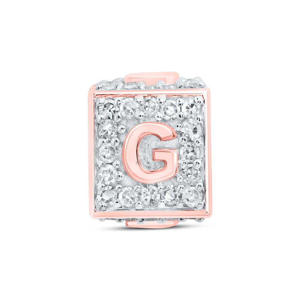 10kt Rose Gold Diamond Initial G Box Chain Bracelet 1/4 ctw