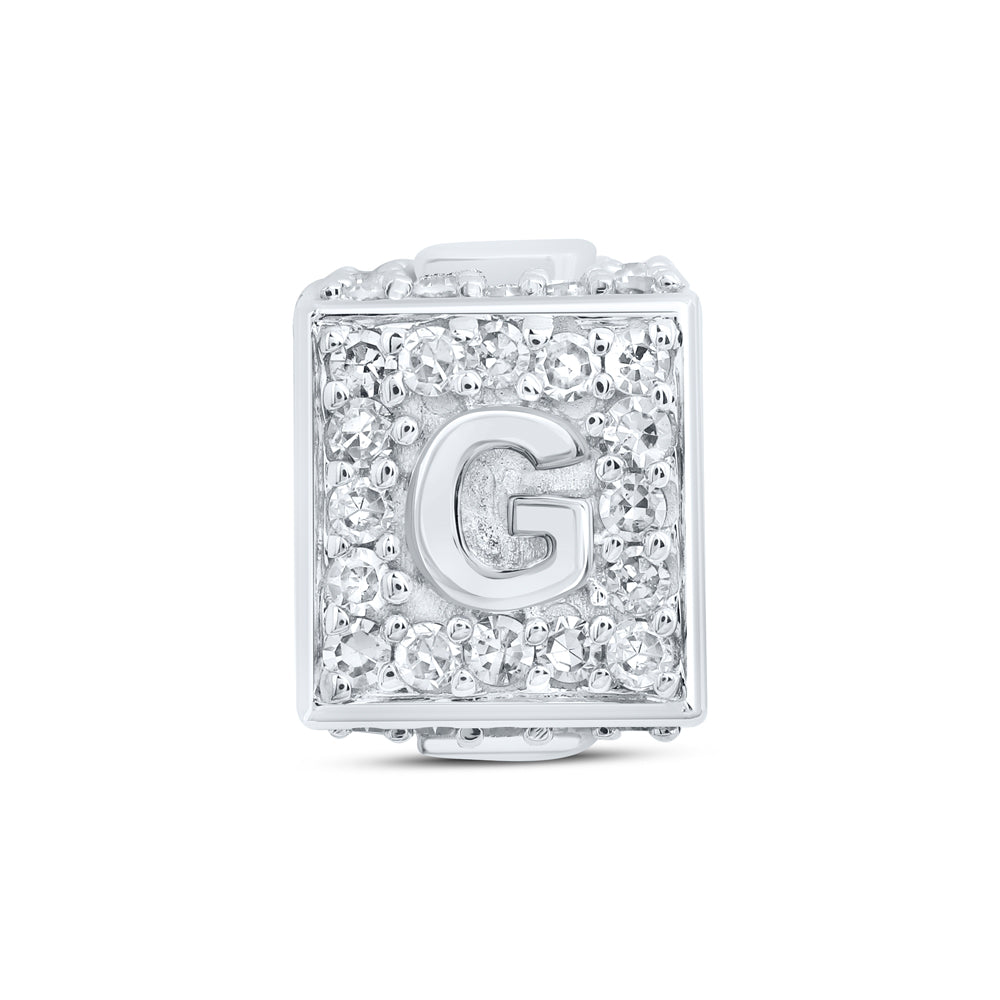 10kt Gold Diamond Initial G Box Chain Bracelet 1/4 ctw
