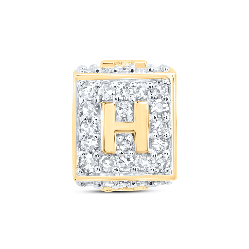 10kt Yellow Gold Diamond Initial H Box Chain Bracelet 1/3 ctw
