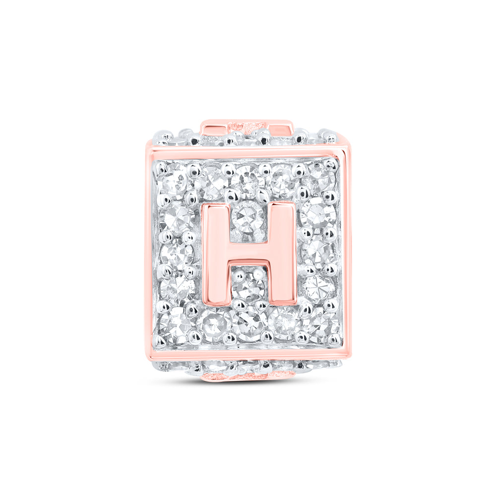 10kt Rose Gold Diamond Initial H Box Chain Bracelet 1/3 ctw