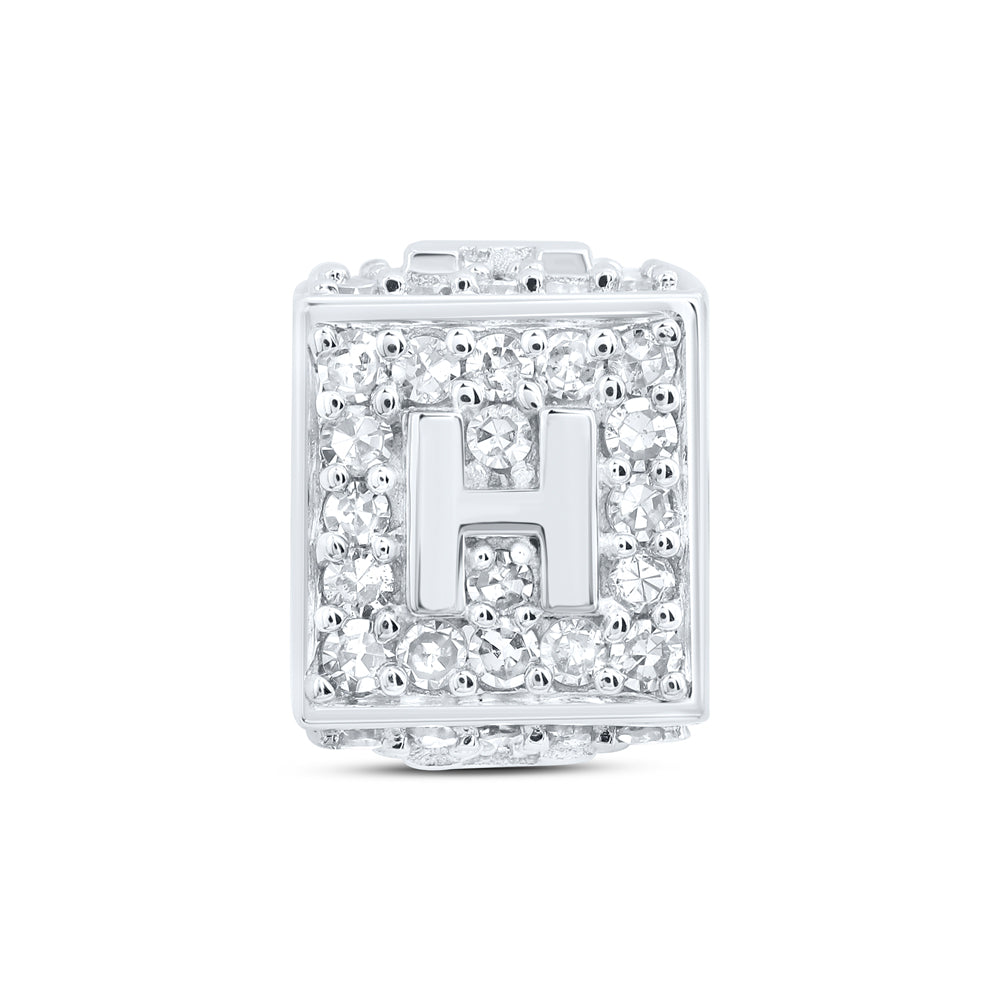 10kt White Gold Diamond Initial H Box Chain Bracelet 1/3 ctw