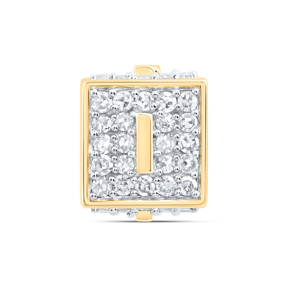 10kt Yellow Gold Diamond Initial I Box Chain Bracelet 3/8 ctw