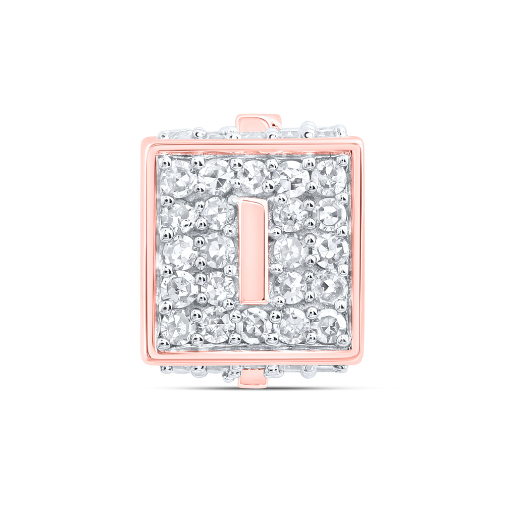 10kt Rose Gold Diamond Initial I Box Chain Bracelet 3/8 ctw
